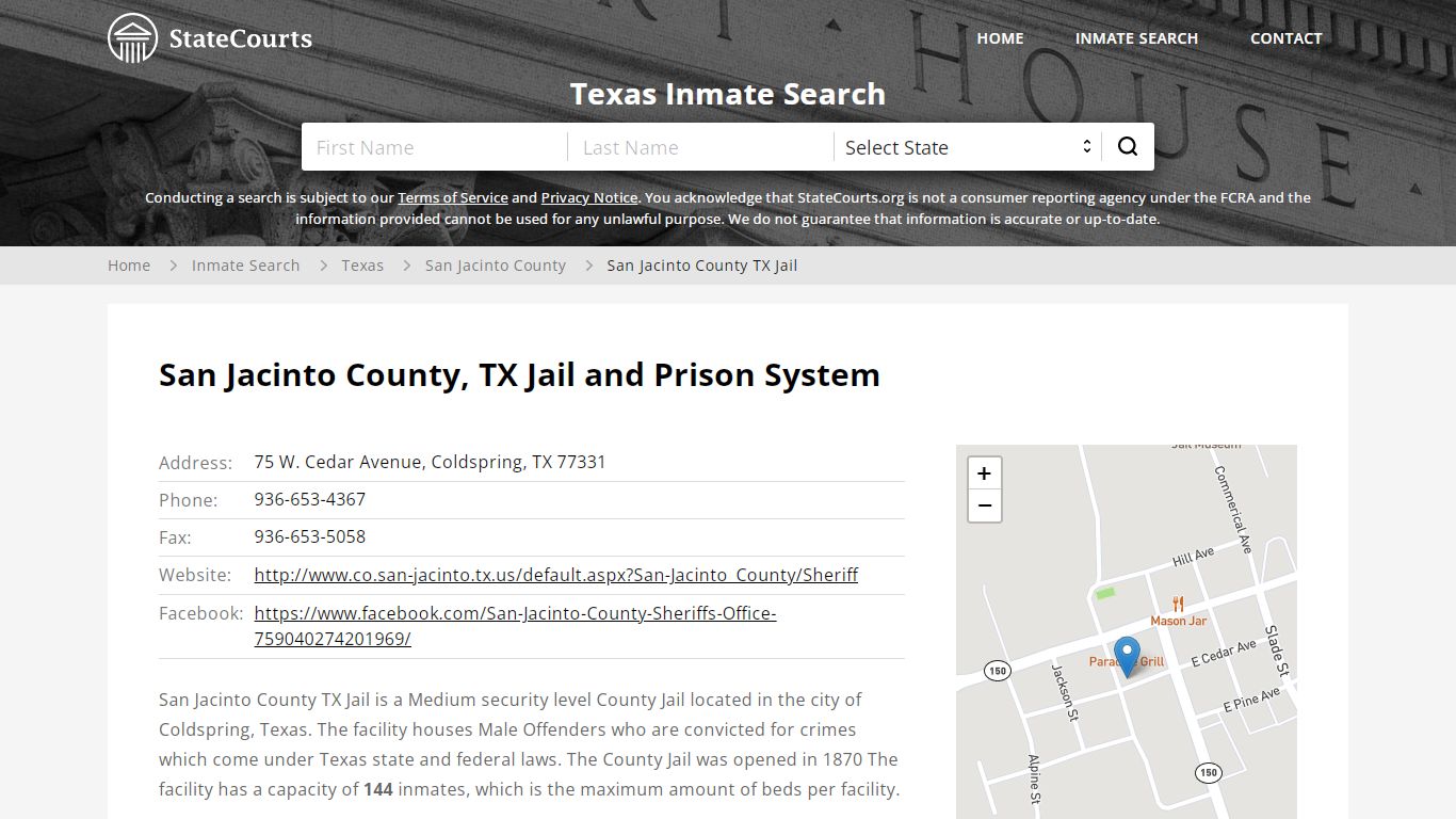 San Jacinto County, TX Jail and Prison System - State Courts