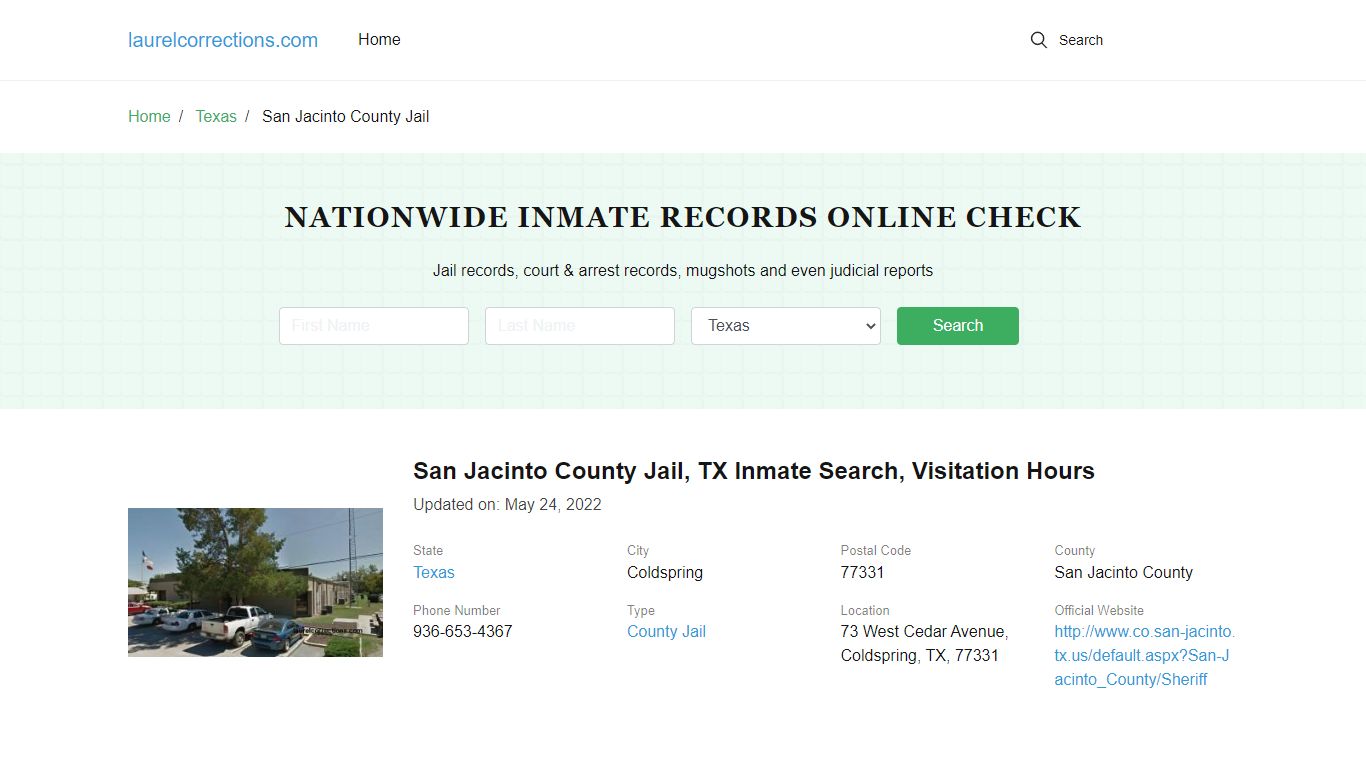 San Jacinto County Jail , TX Inmate Search, Visitation Hours